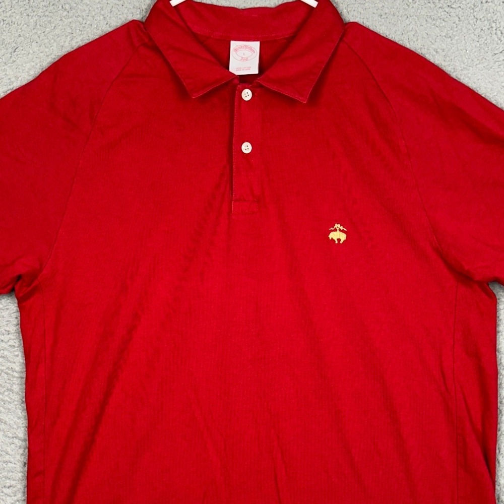 Brooks Brothers Polo Shirt Mens Large 346 Red Casual Rugby Short Sleeve Logo